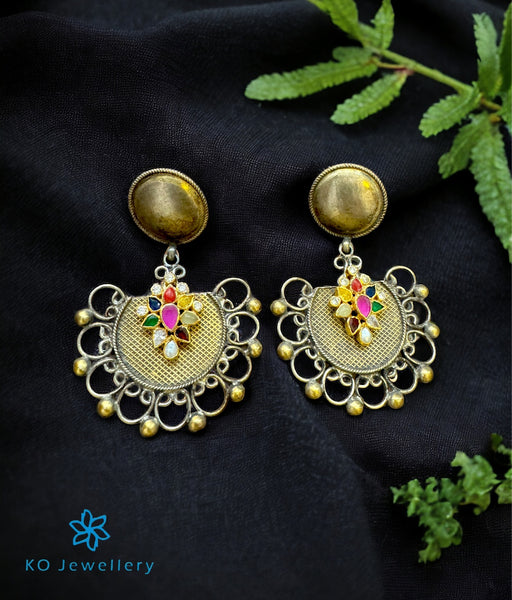 White hand crafted glass work hook earrings by Shringaar | The Secret Label